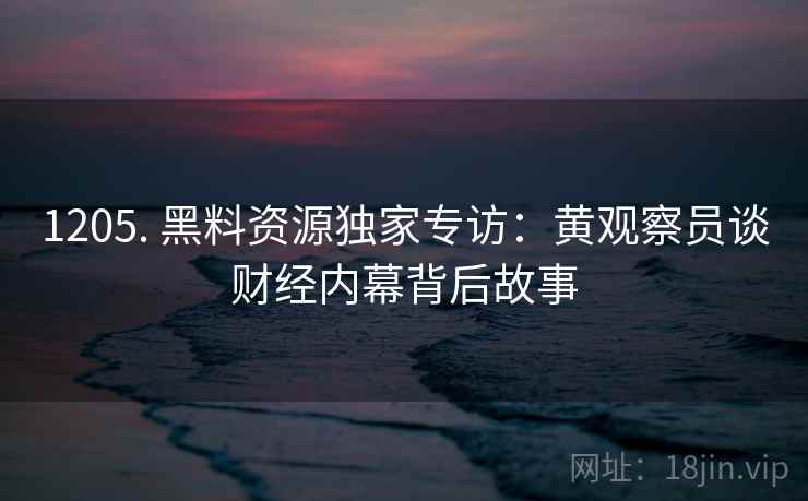 1205. 黑料资源独家专访：黄观察员谈财经内幕背后故事
