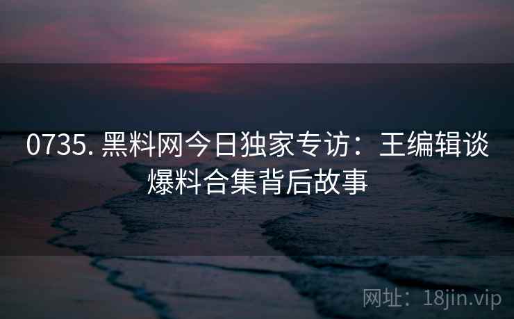 0735. 黑料网今日独家专访：王编辑谈爆料合集背后故事
