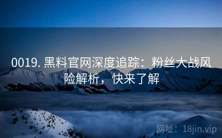 0019. 黑料官网深度追踪：粉丝大战风险解析，快来了解