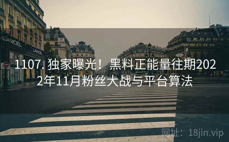1107. 独家曝光！黑料正能量往期2022年11月粉丝大战与平台算法