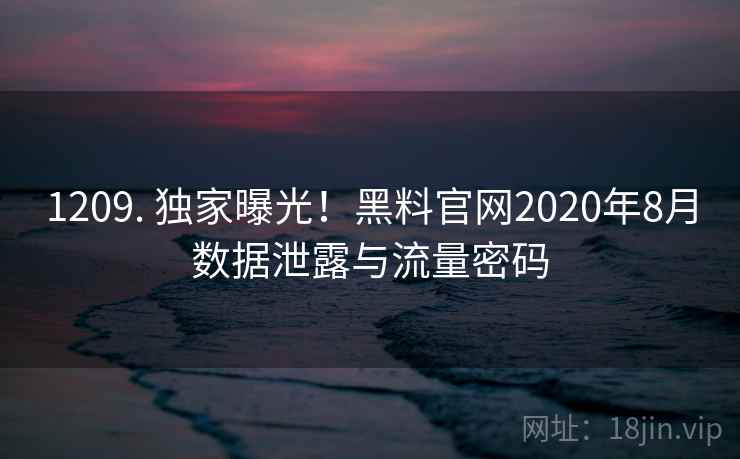 1209. 独家曝光！黑料官网2020年8月数据泄露与流量密码