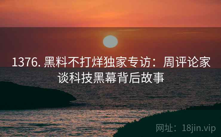 1376. 黑料不打烊独家专访：周评论家谈科技黑幕背后故事