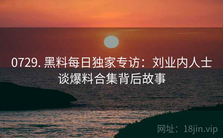 0729. 黑料每日独家专访：刘业内人士谈爆料合集背后故事