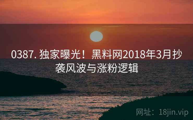 0387. 独家曝光！黑料网2018年3月抄袭风波与涨粉逻辑