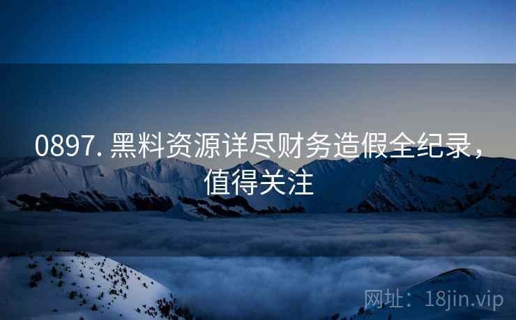 0897. 黑料资源详尽财务造假全纪录，值得关注
